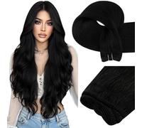Easyouth Human Hair Extensions Weft Jet Black 24 Inch Sew in Hair Extensions Black Ensures Smooth Texture Cuttable Design #1 100g