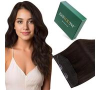 Easyouth Invisible Wire Human Hair Extensions Brown Wire Extension Real Human Hair Secret Fish Line Hair Extensions Darkest Brown #2 for Special Occasions 18Inch 80g