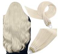 Easyouth Micro Beads Hair Extension Blonde Micro Loop Extension Human Hair White Blonde Micros Link Hair Extensions Remy Human Hair Healthy Shine #1000 18inch 50g/50s