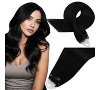 Easyouth Micro Beads Hair Extensions Real Hair Black Pre Bonded Micro Loop Hair Extensions Real Human Hair Jet Black Microlink Human Hair Extension 100g/100s