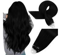 Easyouth Micro Hair Extensions Human Hair Black Micro Loop Hair Extensions Real Human Hair Jet Black 22 Inch 50g 50s Invisible Micro Ring Hair Extension Human Hair for Long Hair