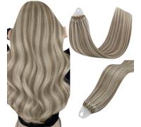 Easyouth Micro Link Hair Extensions Human Hair Invisible Micro Ring Hair Extensions Golden Blonde Highlight Medium Blonde Microbead Hair Extension Smooth Texture 16inch 50g 50s