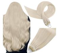 Easyouth Micro Ring Hair Extensions Human Hair Blonde Micro Bead Hair Extensions Real Human Hair White Blonde Microlink Hair Extension Human Hair for Women Hair 100g 100s