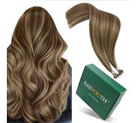 Easyouth Nano Hair Extensions Real Human Hair Brown 22 Inch Nano Beads Human Hair Extensions Medium Brown to Honey Blonde Nano Ring Hair Extensions Real Hair Soft and Stylish 22 Inch 50g/50s #P4/27