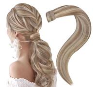 Easyouth Real Human Hair Ponytail Extension Highlight Blonde Ponytail Hair Extensions Human Hair Brown Mixed Blonde Wrap Around Ponytail Extension Human Hair 14 Inch 70g