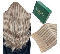 Easyouth Secret Wire Hair Extensions Human Hair Highlight Blonde Wire Human Hair Extensions Light Brown Mixed Platinum Blonde Invisible Wire Extensions Real Human Hair for Daily Life 14 Inch 70g