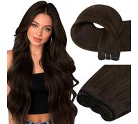Easyouth Sew in Hair Extensions Real Human Hair Darkest Brown Weft Hair Extensions Human Hair Brown Human Hair Extensions Weft 22 Inch 100g