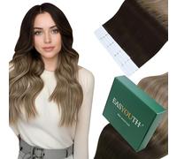 Easyouth Tape in Extensions Human Hair Ombre Human Hair Tape in Extensions Brown to Medium Brown with Ash Blonde Tape in Real Hair Extensions Seamless Short Hair 14 Inch 40g 20Pcs #2/6/18