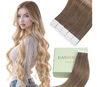 Easyouth Tape in Hair Extensions Human Hair Balayage Hair Extension Tape ins Light Brown to Platinum Blonde and Ash Blonde Ombre Tapes in Human Hair Extensions for women 14 Inch 40g 20Pcs