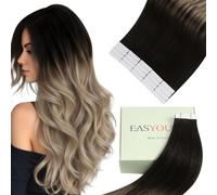 Easyouth Tape in Hair Extensions Human Hair Ombre Black Real Human Hair Tapes in Extension Dirty Brown Blonde Balayage Tape ins Extensions Human Hair Remy #1b/8/22 12Inch 30g 20Pcs