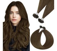 Easyouth U tip Hair Extensions Human Hair Brown Ktip Human Hair Extensions Medium Brown Utips Hair Extension Human Hair for Short Straight Hair 14Inch 50G 50S