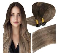 Easyouth Utip Hair Extensions Human Hair Brown Ombre Pre Bonded Human Hair Extensions U Tip Hair 20 Inch 50g/50s U Tip Hair Extensions Real Human Hair Balayage Brown to Blonde