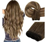 Easyouth Weft Hair Extensions Balayage Double Weft Human Hair Extension 20 Inch 100g Sew in Extensions Real Human Balayage Brown to Blonde Ombre