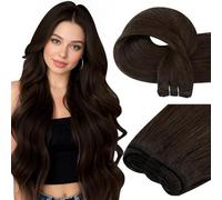 Easyouth Weft Hair Extensions Human Hair Brown Sew in Extensions Real Human Darkest Brown Weft Extension for Women 12 Inch 70g