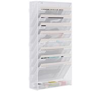 EasyPAG 10 Tier Assemble A4 Mesh in Tray Hanging Wall File Holder Mail Organiser Magazine Storage Rack,White