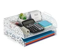 EasyPAG 2 Tier A4 Metal in Trays Stackable Office Desk Tidy File Holder Magazine Storage Paper Organiser,White
