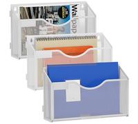 EasyPAG 3 Pocket Landscape Assemble A4 Mesh Wall Organiser Hanging Wall Mounted File Holder Mail Organiser Magazine Document Storage,Pack of 3,White