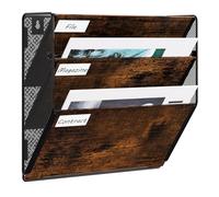 EasyPAG 3 Tier A4 Metal Wood in Tray Assemble Wall Pocket File Holder Mail Organiser Magazine Storage Rack