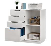 EasyPAG 4 Drawer Wood Lateral File Cabinet, A4 Letter Size Suspension File Hanging Folder Filing Cabinet, Printer Stand with Open Storage Shelf for Office and Home,White