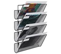 EasyPAG 4 Tier Heavy Duty A4 Mesh in Tray Wall File Holder Mail Organiser Magazine Storage Rack,Black