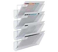 EasyPAG 4 Tier Heavy Duty A4 Mesh in Tray Wall File Holder Mail Organiser Magazine Storage Rack,White