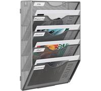 EasyPAG 5 Tier A4 Mesh Assembled Wall Pocket File Holder,Silver
