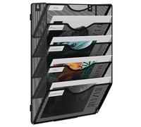 EasyPAG 5 Tier A4 Mesh in Tray Assemble Wall Pocket File Holder Hanging Mail Organiser Magazine Storage Rack,Black