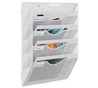 EasyPAG 5 Tier A4 Mesh in Tray Assemble Wall Pocket File Holder Hanging Mail Organiser Magazine Storage Rack,White
