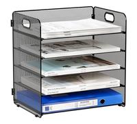 EasyPAG 5 Tier Desktop A4 Mesh Filing Tray Office Desk Tidy File Holder Paper Organiser Magazine Storage Rack,Black