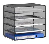 EasyPAG 5 Tier Metal Mesh A4 Desk Tray,File Holder,Paper Organiser,Magazine Storage,Filing Rack for Office & Home Desktop Tidy,Black
