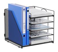EasyPAG 6 Compartments Metal Mesh A4 Desk Organiser,Filing Trays,File Holder,Paper Organiser,Magazine Storage,Filing Rack for Office & Home Desktop Tidy,Black
