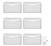 EasyPAG 6 Pocket Landscape A4 Mesh Hanging Wall File Holder Mail Organiser Magazine Storage,Pack of 6,White