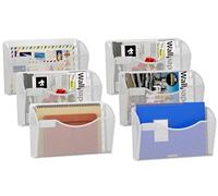 EasyPAG 6 Pocket Landscape A4 Mesh Hanging Wall Mounted File Holder Mail Organiser Magazine Storage with Label Plate,Pack of 6,White