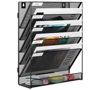 EasyPAG 6 Tier Assemble A4 Mesh in Tray Hanging Wall File Holder Mail Organiser Magazine Storage Rack,Black