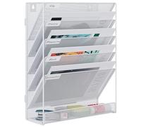 EasyPAG 6 Tier Assemble A4 Mesh in Tray Hanging Wall File Holder Mail Organiser Magazine Storage Rack,White