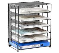 EasyPAG 6 Tier Desktop A4 Mesh in Tray Office Desk File Holder Paper Organiser Magazine Storage Shelf Filing Rack,Black