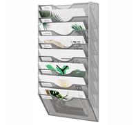 EasyPAG 8 Pocket Mesh Wall File Organizer - Vertical Hanging Magazine Rack with Removable Labels, Metal Frame for Mail/Paper Organization, Office Home School, Silver
