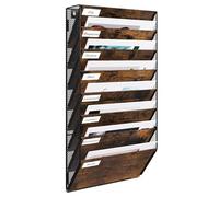 EasyPAG 8 Tier A4 Metal Wood in Tray Assemble Wall Pocket File Holder Mail Organiser Magazine Storage Rack