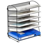 EasyPAG Desktop Mesh 6 Tier Desk Tidy Filing Tray Office File Sorter Document Holder Paper Organiser Magazine Storage Rack,Black