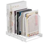 EasyPAG Desktop Metal A4 5 Compartments Magazine Holder,File Sorter,Desk Tidy,Office Document Literature Ring Binder Paper Book Organiser,Filing Rack for Home & School,White