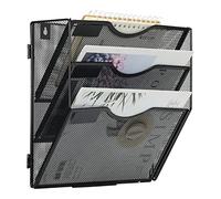 EasyPAG Hanging File Organizer 3 Pockets Wall File Holder Wall Mount Mail Organizer for Paper Magazine File Folders with Tag Slots- Easy Assembly , Black
