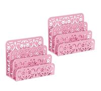EasyPAG Mail Organizer Countertop 2pc Desk Mail Sorter for Envelope 3-Slot Vertical Letter Holder for Office, Home, School, Pink