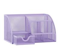 EasyPAG Mesh Desk Organizers and Accessories 6 Compartment Offece Supplies Desktop Organizer with Drawer,Black