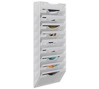 EasyPAG Metal 10 Tier A4 Wall Mounted Document Holder,Hanging Wall File Organiser,Pigeon Holes Storage,Wall Pocket,Filing Tray,Magazine Rack for Office & Home,White