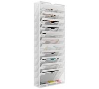 EasyPAG Metal 13 Tier A4 Wall Mounted Document Holder,Hanging Wall File Organiser,Pigeon Holes Storage,In Tray,Magazine Rack for Office & Home,White