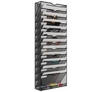 EasyPAG Metal 13 Tier A4 Wall Mounted Document Holder,Hanging Wall File Organiser,Pigeon Holes Storage,In Tray,Magazine Rack for Office & Home,Black