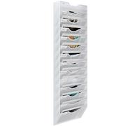 EasyPAG Metal 14 Tier A4 Wall Mounted Document Holder,Hanging Wall File Organiser,Pigeon Holes Storage,Wall Pocket,Filing Tray,Magazine Rack for Office & Home,White