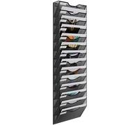 EasyPAG Metal 14 Tier A4 Wall Mounted Document Holder,Hanging Wall File Organiser,Pigeon Holes Storage,Wall Pocket,Filing Tray,Magazine Rack for Office & Home,Black