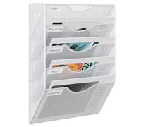 EasyPAG Metal 5 Tier A4 Wall Mounted Document Holder,Hanging Wall File Organiser,Pigeon Holes Storage,Wall Pocket,Filing Tray,Magazine Rack for Office & Home,White