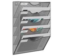 EasyPAG Metal 5 Tier A4 Wall Mounted Document Holder,Hanging Wall File Organiser,Pigeon Holes Storage,Wall Pocket,Filing Tray,Magazine Rack for Office & Home,Silver